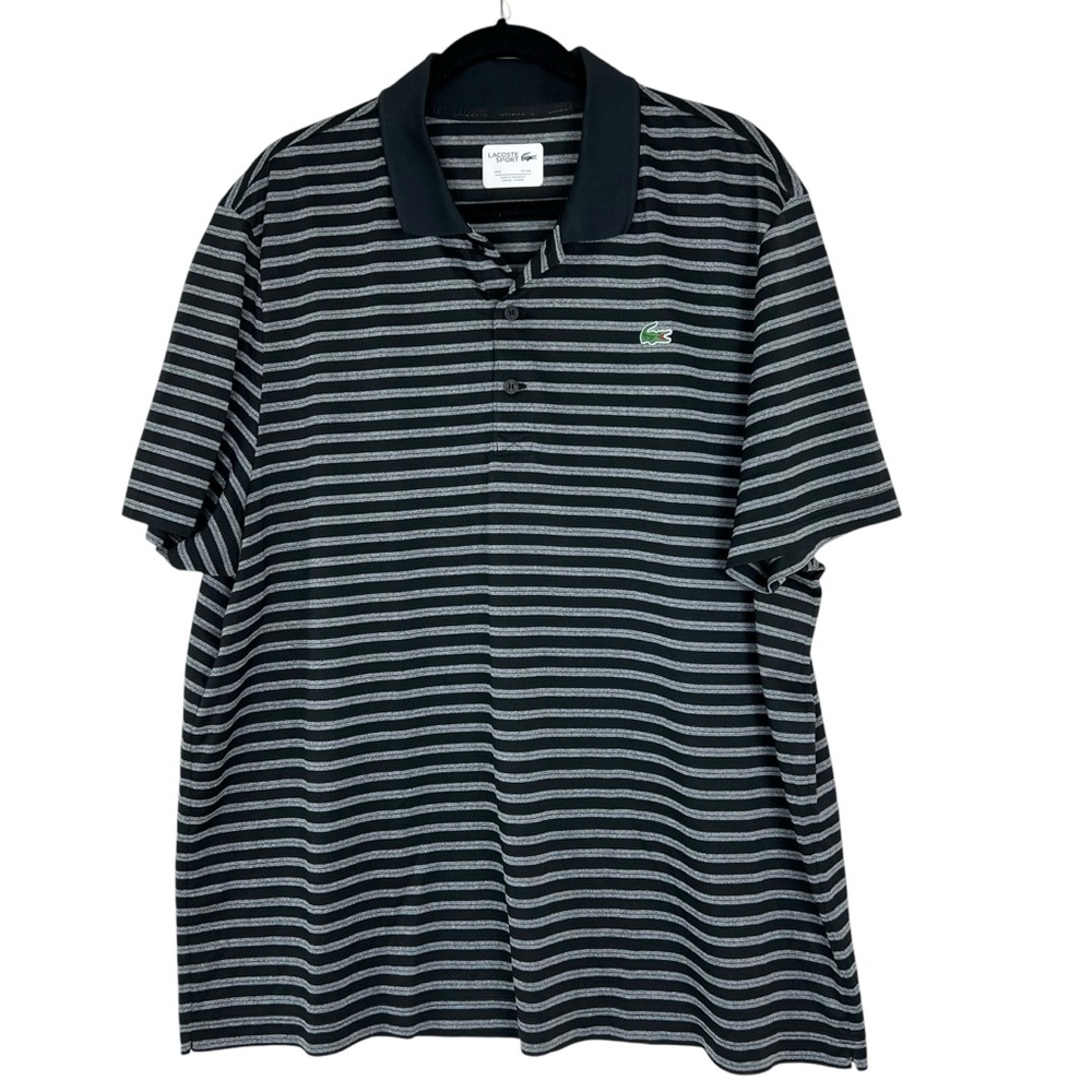 Lacoste Polo with Black and Gray Stripes
